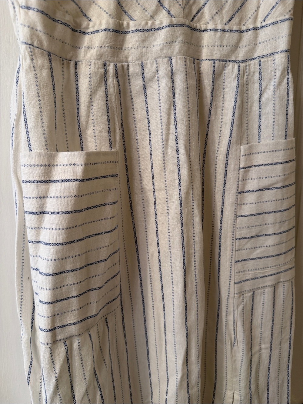 Monteau Cream and Navy Striped Midi Dress - Picture 3 of 5